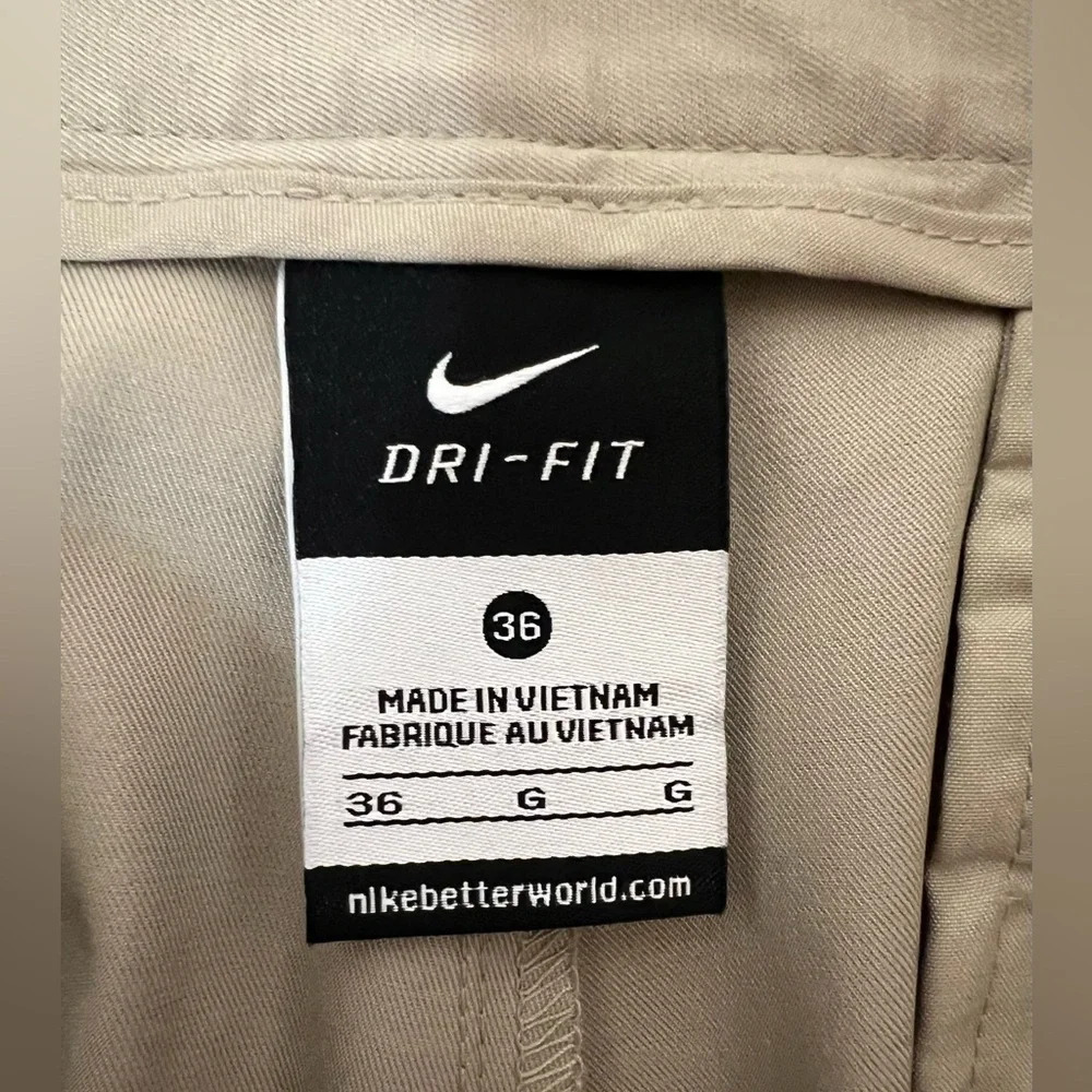 Nike Dri-Fit Size 36x30 Mens Performance Golf Pants Khaki Tan 598445 - Picture 8 of 15